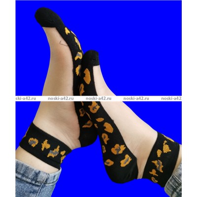 НАРИС носки женские укороченные хлопок + капрон с принтом "Леопард"