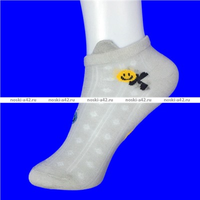 Зувей носки детские укороченные на мальчиков из чесаного хлопка арт. 0965-1 "Смайлики"
