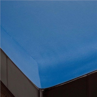 Простыня на резинке трикотажная 180х200 / Blue (синий)
