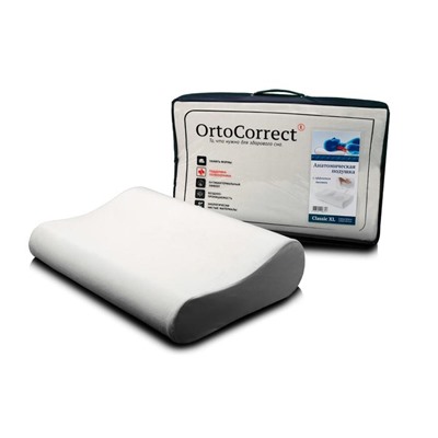 Ортопедическая подушка OrtoCorrect Classic XL Plus 58 х 38 см, валики 12/14