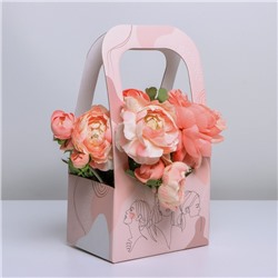 Коробка-переноска для цветов «Girl style», 17 × 12 × 32 см
