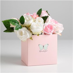 Коробка для цветов с PVC крышкой «Beautiful», 12 х 12 х 12 см