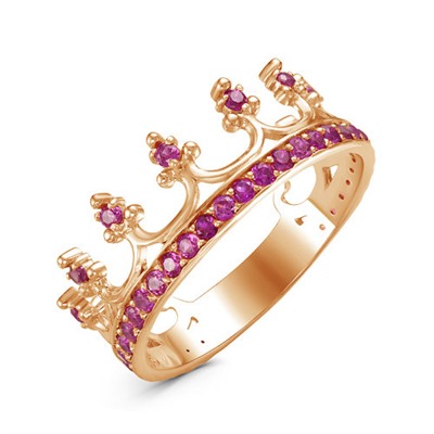 Позолоченное кольцо с розовыми фианитами 322 - п