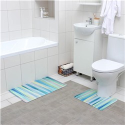 Набор ковриков для ванной и туалета Доляна «Бирюза», 2 шт: 40×45, 45×75 см