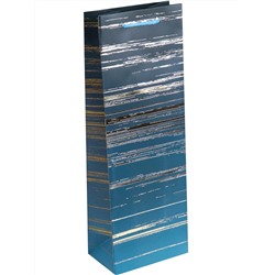 Пакет подарочный с мат. лам. и глиттером 12x36x9 см Блеск, голубой, 210 гр