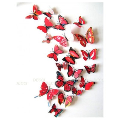 Многофункциональная наклейка, Бабочки с магнитом 3D, красный