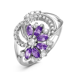 Серебряное кольцо с фианитами фиолетового цвета 162