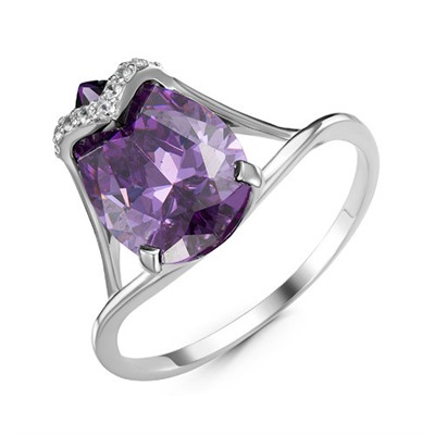 Серебряное кольцо с фианитом фиолетового цвета 155