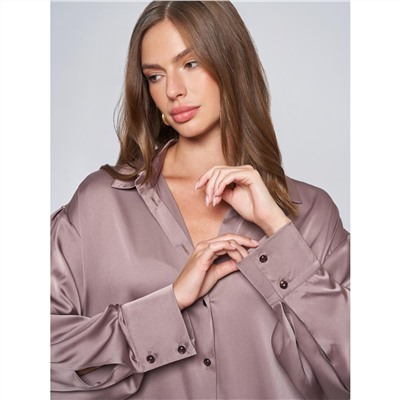 Блуза коричневого цвета в пижамном стиле