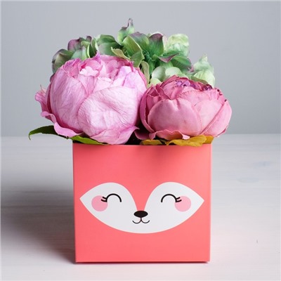 Коробка для цветов с топпером «Лисичка», 11 х 12 х 10 см