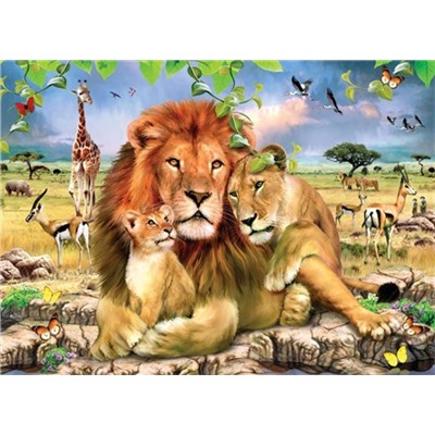 Алмазная мозаика картина стразами Львы, 50х65 см