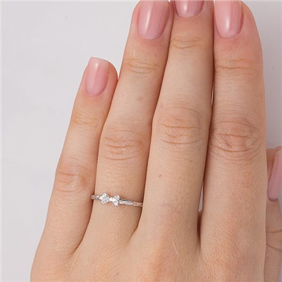 Серебряное кольцо с бантиком - 1029