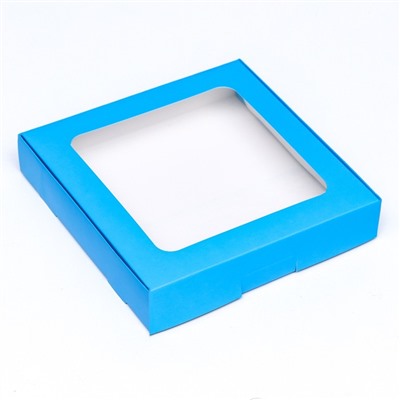 Коробка самосборная с окном синяя, 16 х 16 х 3 см