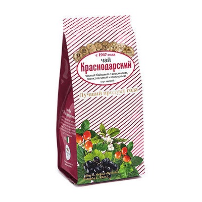 Чай Краснодарский черный байховый с шиповником, мелиссой, мятой и смородиной 100г