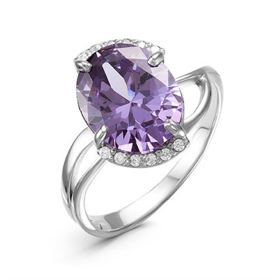 Серебряное кольцо с фианитом фиолетового цвета 024