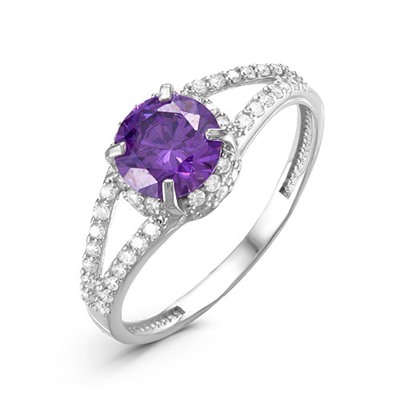 Серебряное кольцо с фианитом фиолетового цвета 191