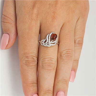 Серебряное кольцо с янтарем - 229