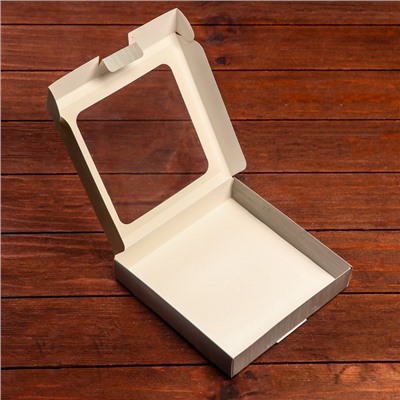 Коробка самосборная, с окном, серебрянная, 16 х 16 х 3 см