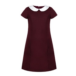 Школьное бордовое платье для девочки с белым воротником 82304-ДШ19