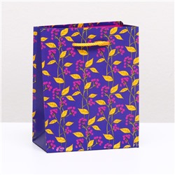 Пакет подарочный "Фиолетовая рябина" 11,5 х 14,5 х 6,5 см