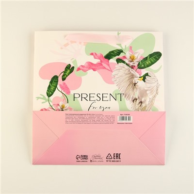 Пакет ламинированный квадратный «Present for you», 30 × 30 × 12 см