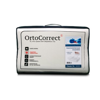 Ортопедическая подушка OrtoCorrect Classic XL Plus 58 х 38 см, валики 12/14