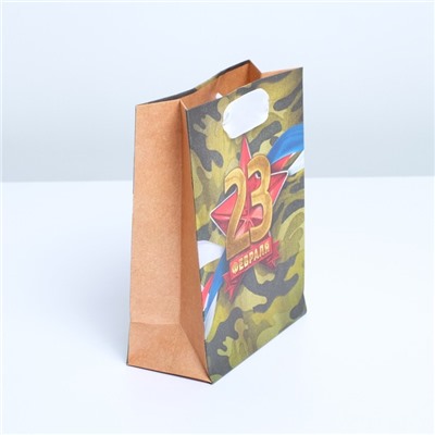 Пакет крафтовый «Красная звезда», 12 × 15 × 5,5 см