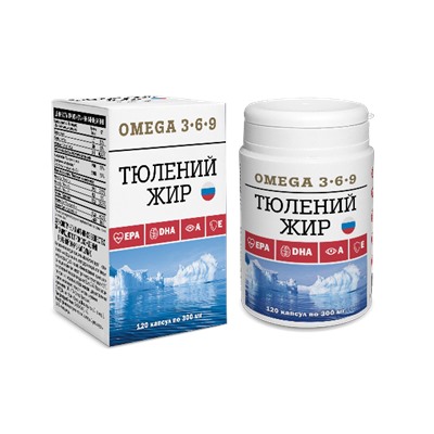 Тюлений жир в капсулах omega 3-6-9 120 капс. по 300 мг.