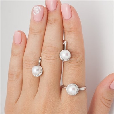 Серебряное кольцо с жемчугом - 394