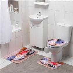 Набор ковриков для ванной и туалета Доляна «Ракушки на песке», 3 шт: 35×39, 40×50, 45×75 см