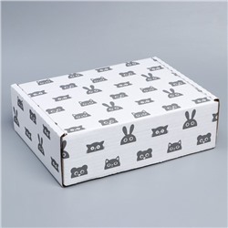 Коробка сборная «Зверята», белый, 27 х 21 х 9 см