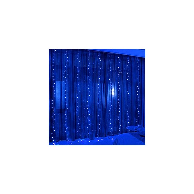 Гирлянда шторы синий цвет  3х2м
