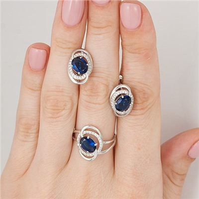 Серебряное кольцо с голубым фианитом - 513