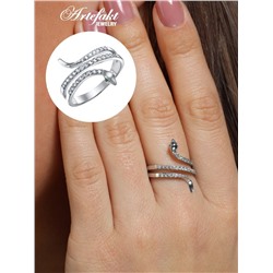 Серебряное кольцо Змея- 009