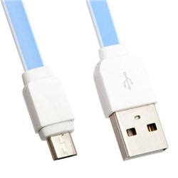 Кабель USB 2.0 Am=>micro B - 1.0 м, плоский, синий, LDNIO XS-07  (LD_B4532)