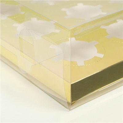 Коробка на 12 капкейков, золото, 34,7 × 26,3 × 10 см