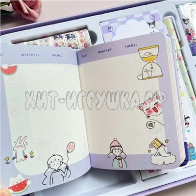 Набор для творчества Куроми Kuromi Melody (блокнот, ручка, стикеры) JCC02, JCC02_pink, JCC02_purple, JCC02_blue