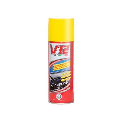 Полироль для  пластика автомобиля   "V12" антистатик, запах свежести лимон (200 мл) (Италия)
