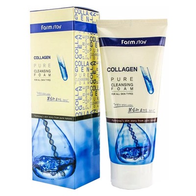 Коллагеновая пенка для умывания FarmStay Collagen Pure Cleansing Foam 180 ml