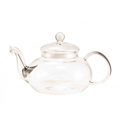 Заварочный чайник из жаропрочного стекла "Лобелия" с силиконовым уплотнителем на крышке и пружинкой-фильтром в носике, 600 мл, дно d90 мм