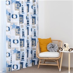Портьера Этель «Морской стиль», цвет синий, 110х260 см, блэкаут, 100% полиэстер