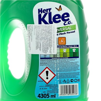 Жидкое средство для стирки Herr Klee C.G. Universal, гель, универсальное, 4.3 л