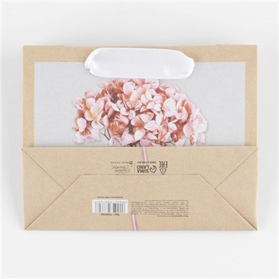 Пакет крафтовый вертикальный «Цветы», S 15 × 12 × 5.5 см