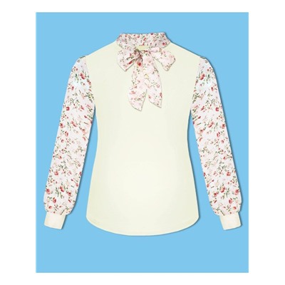 Молочный джемпер (блузка) для девочки с шифоном 80921-ДШ19