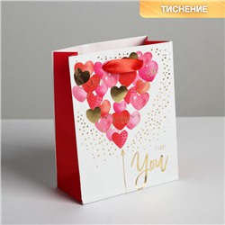 Пакет подарочный ламинированный вертикальный «I love you», S 12 x 15 × 5,5 см