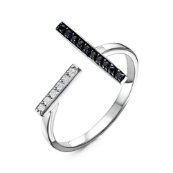 Серебряное кольцо с черными фианитами - 1288