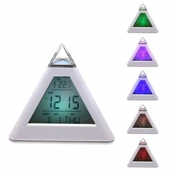 Часы-будильник Светящаяся Пирамида с термометром, календарем оптом