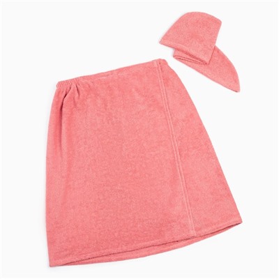 Набор для сауны Экономь и Я:полотенце-парео 68*150см+чалма, цв.пыльно-розовый,100%хл,320 г/м