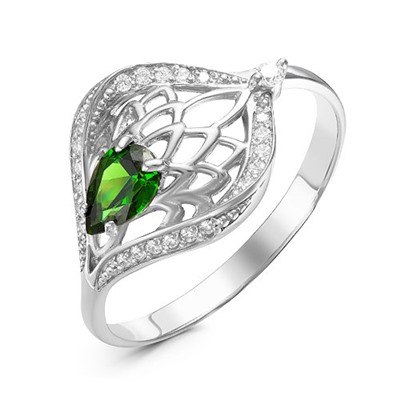 Серебряное кольцо с фианитом зеленого цвета 095