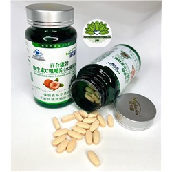 Концентрат натуральный травяной жевательные таблетки Витамин С (Baihekang brand vitamin C chewable tablets (peach flavor))